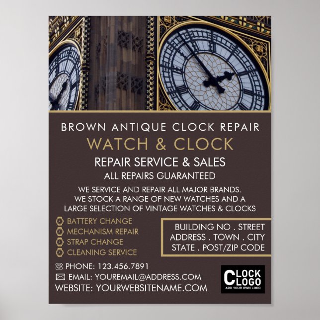 Poster Torre Big Ben Clock, Publicidade Horologista (Frente)