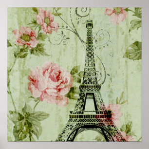 Poster torre chic primavera mint cor-de-rosa para as flor