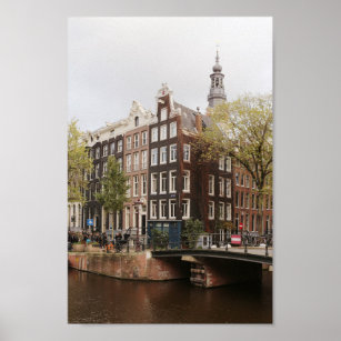 Poster Torre da Igreja do Canal Zuiderkerk de Amesterdã