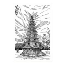Torre da Pagode Preta e Branca - Arte Esquemática 