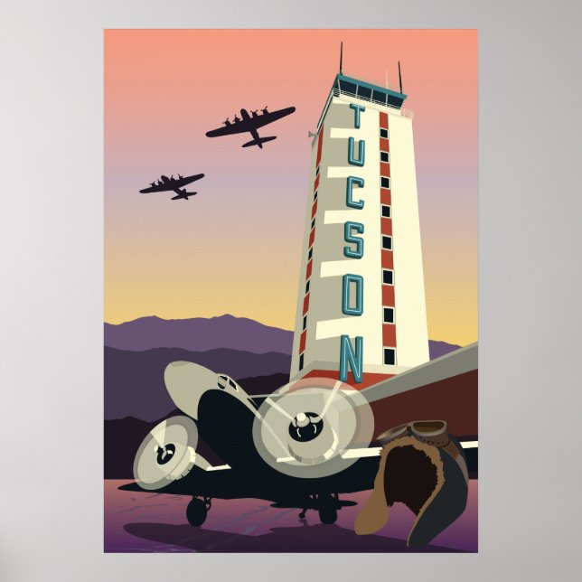 Poster Torre de aviação de 28"x20" - Tucson, Arizona (Frente)