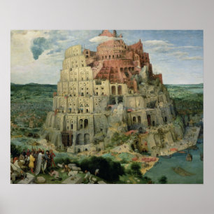 Pôster Torre de Babel, 1563 (óleo no painel)