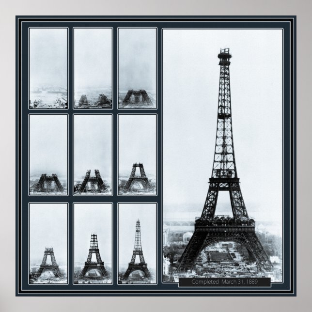 Poster Torre de Gustav Eiffel em construção (Frente)