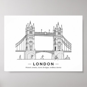 Poster Torre de Londres Ponte Arquitetura Arte de Linha