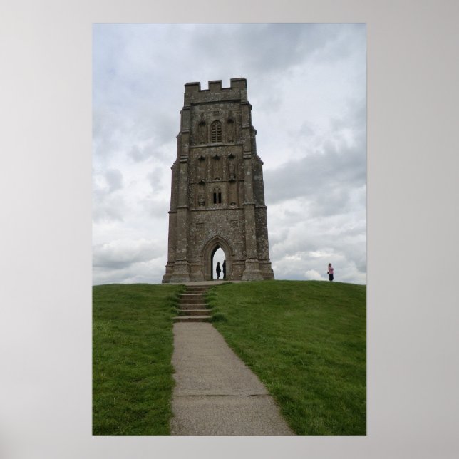 Pôster Torre de Michael rua em Glastonbury Tor (Frente)