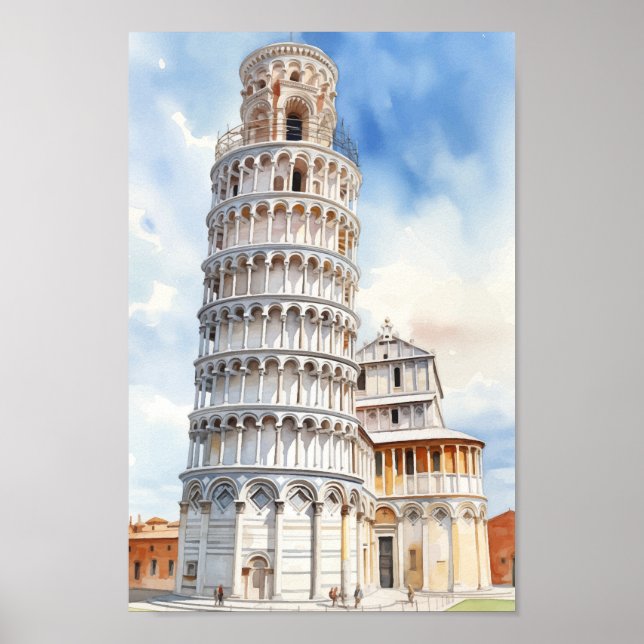 Poster Torre de Pisa Itália Famoso Viagem (Frente)