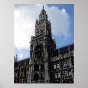 Pôster Torre de pulso de disparo Marienplatz de Munich, S