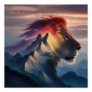 Pôster Torre de Silhuette Lion Sunset