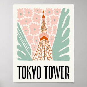 Poster Torre de Tóquio - viagem de arte floral no Japão
