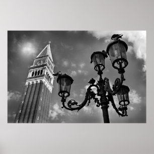 Pôster Torre de Veneza San Marco e luz de rua
