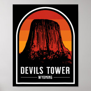 Poster Torre do Diabo Monument Nacional Retro Wyoming Tri