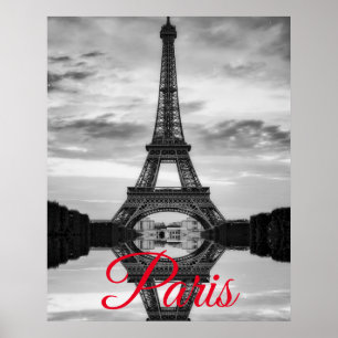 Poster Torre Eiffel Branca Negra Torre Paris Viagem