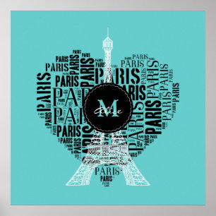 Pôster Torre Eiffel de Paris do amor de Personalizable