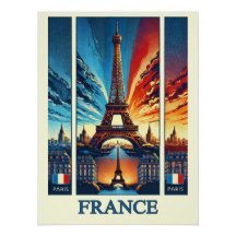 Torre Eiffel de Paris vibrante - Poster França