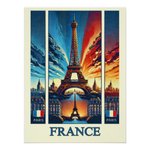 Pôster Torre Eiffel de Paris vibrante - Poster França