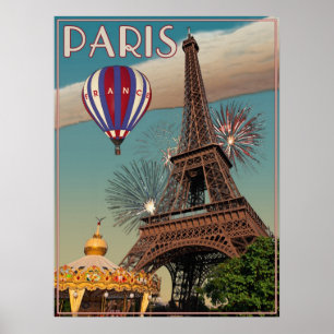 Pôster Torre Eiffel do vintage - 18x24