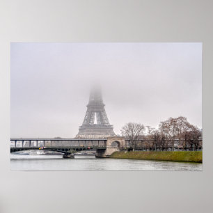 Poster Torre Eiffel e ponte Bir-hakeim em um dia de névo