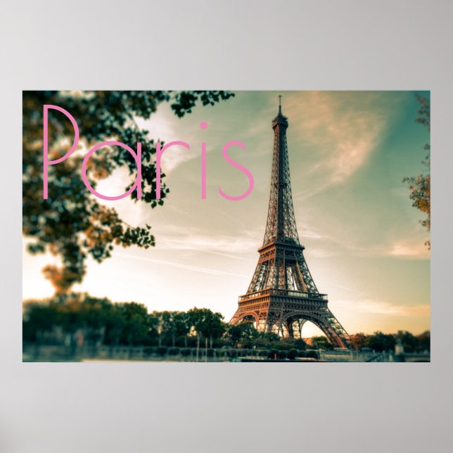 Poster Torre Eiffel em Paris, Cidade Romântica de Amor (Frente)