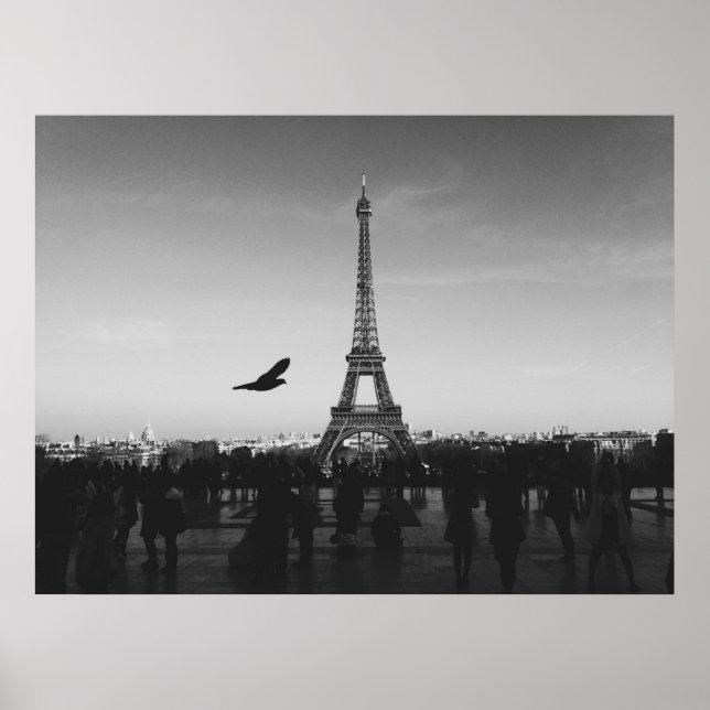 Poster Torre Eiffel em preto e branco (Frente)