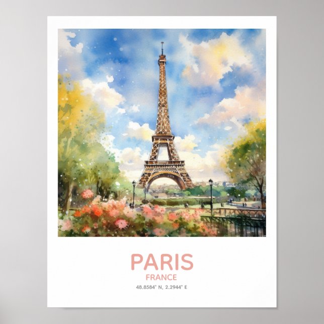 Poster Torre Eiffel em Primavera - Paris, França (Frente)