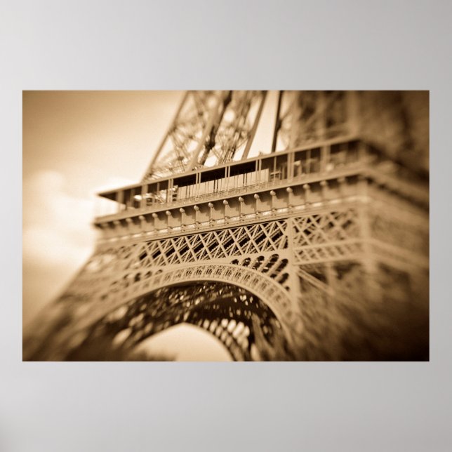 Poster Torre Eiffel em sépia, Paris, França (Frente)
