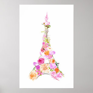 Poster Torre Eiffel floral