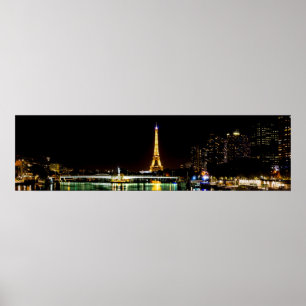 Poster Torre Eiffel iluminada em Paris à noite