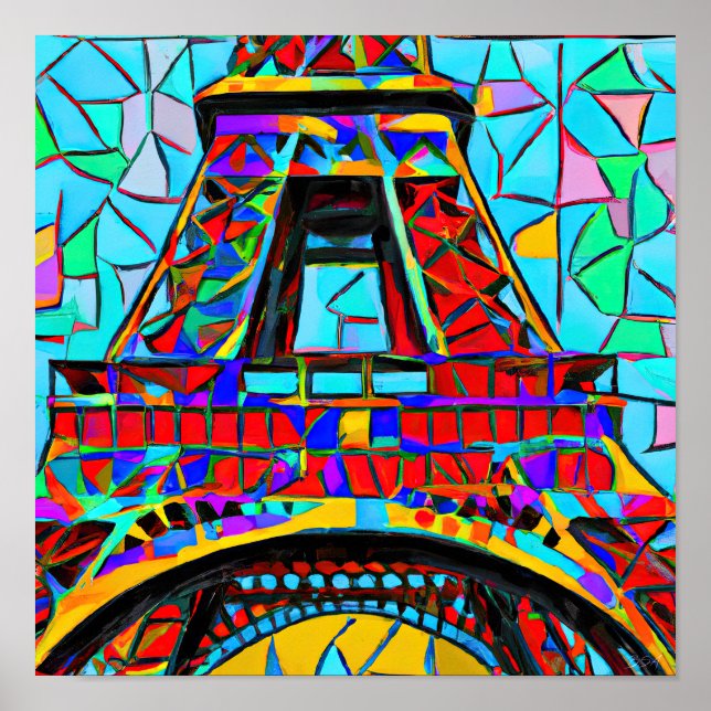 Poster Torre Eiffel no estilo de Robert Delaunay. (Frente)