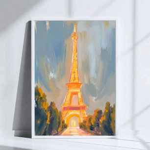 Poster Torre Eiffel Paris França Aquarela