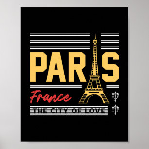 Poster Torre Eiffel Paris França Tipografia de Viagem Ret