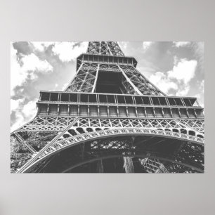 Pôster Torre Eiffel, Paris, France em preto e branco