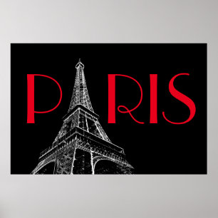 Poster Torre Eiffel Paris Viagem Black White Pop Art