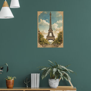 Poster Torre Eiffel Paris Viagem Estilo Vintage Arte Retr