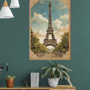 Poster Torre Eiffel Paris Viagem Estilo Vintage Arte Retr