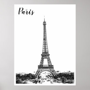 Poster Torre Eiffel preto e branco
