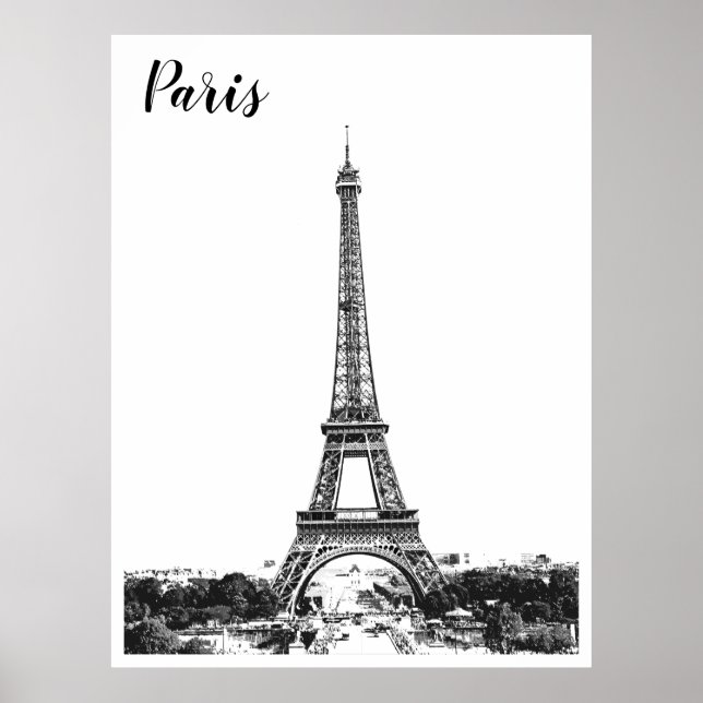 Poster Torre Eiffel preto e branco (Frente)