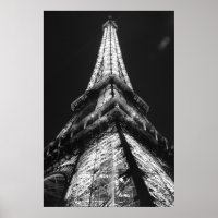 Torre Eiffel Preto e Branco em Paris à Noite