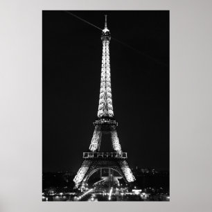 Poster Torre Eiffel Preto e Branco em Paris Noturno