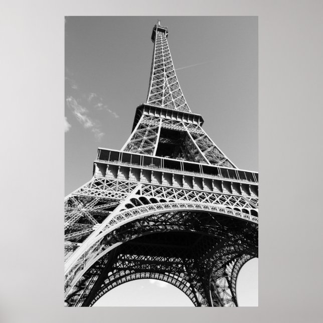 Pôster Torre Eiffel Preto e Branco Romance Cidade Paris (Frente)