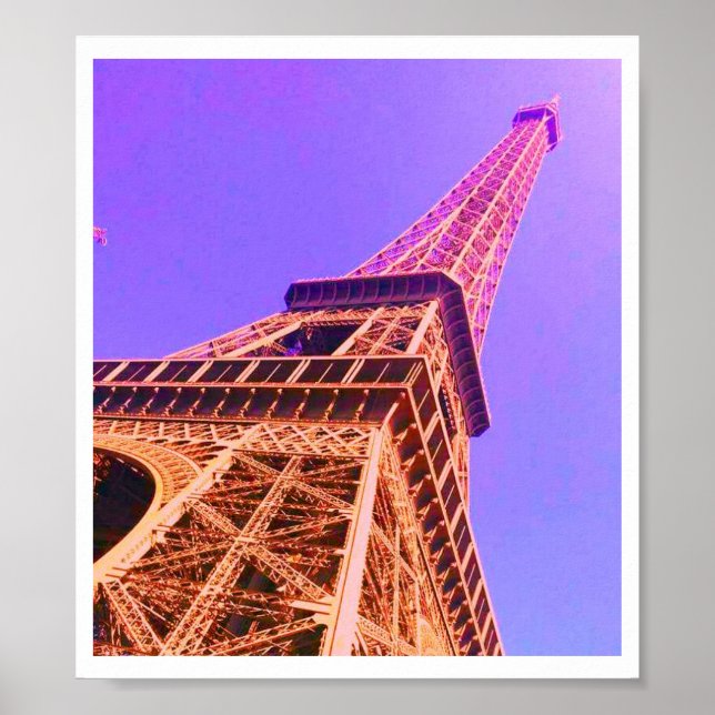 Poster Torre Eiffel Roxo e Laranja (Frente)