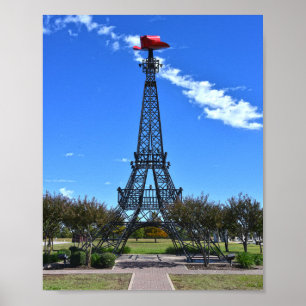 Poster Torre Eiffel Usando Chapéu de Cowboy Vermelho, Par