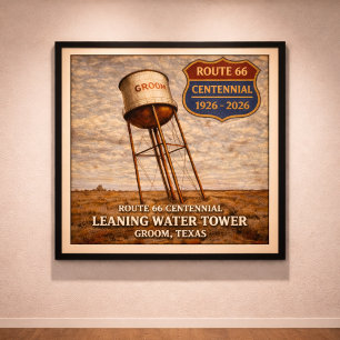Poster Torre Inclinada da Rota 66 do Texas