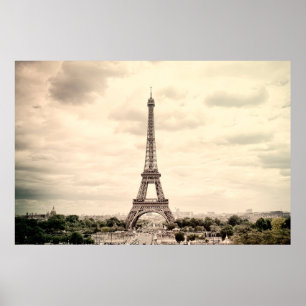 Poster Torre Panorama Eiffel em Paris. França. Vintage vi