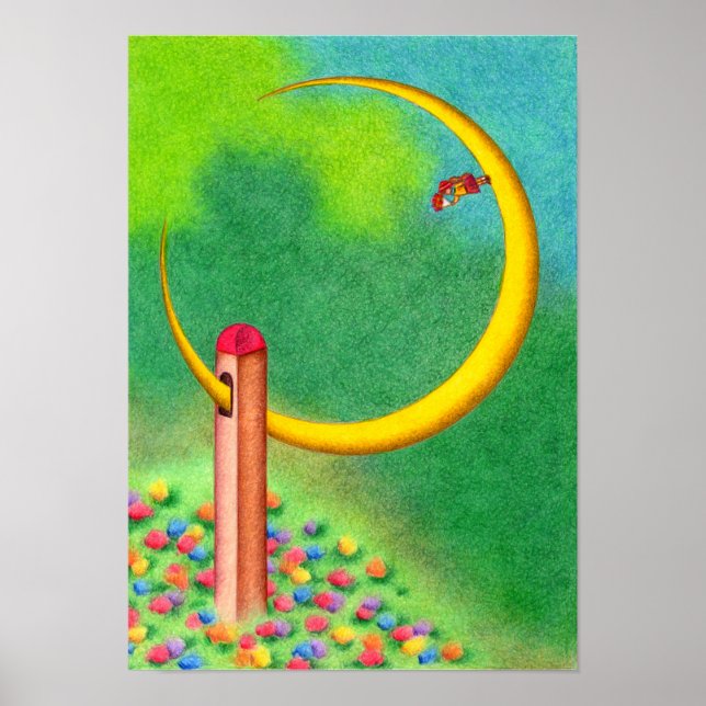 Poster Torre que capturou a lua crescente. (Frente)