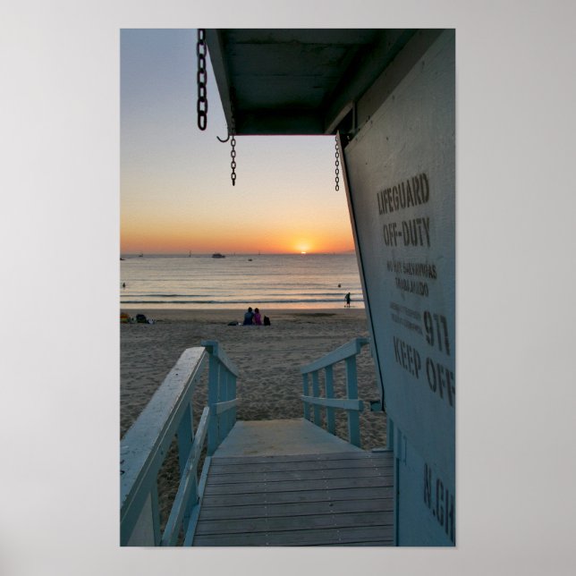 Poster Torre salva-vidas em Sunset - Venice Beach, CA (Frente)
