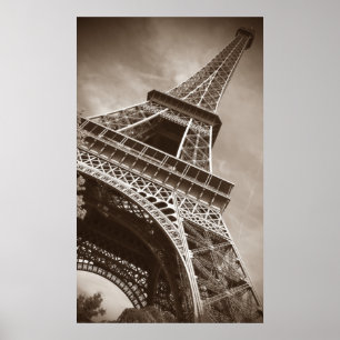 Pôster Torre Sepia Eiffel de baixo