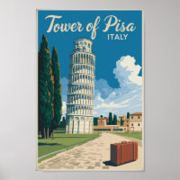 Torre tenente de Pisa Itália, Viagem Art Vintage
