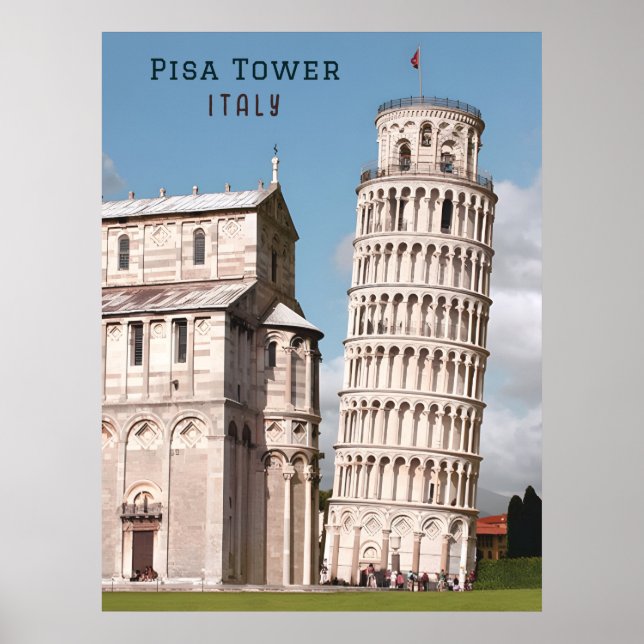 Poster Torre tenente de Pisa Italy Europe Viagem (Frente)