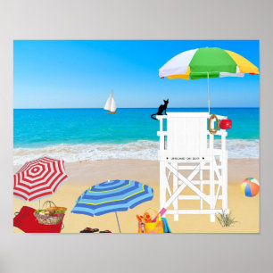 Poster Torre tropical do Lifeguard da areia da praia