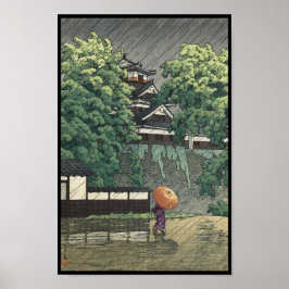 Pôster Torre Udo, Castelo Kumamoto em chuva Kawase Hasui